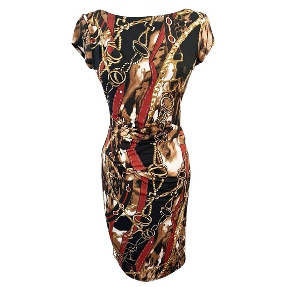 Cache Vintage Size 2 Equestrian Animal Abstract Print Slinky Body-con Dress - Picture 1 of 13